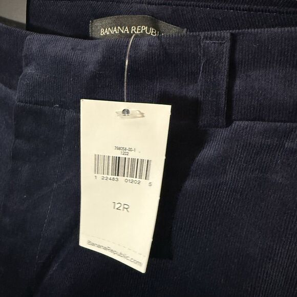 NWT Banana Republic Pants 12R Velour Velvet Logan Navy Blue Stretch Trousers - Picture 7 of 13